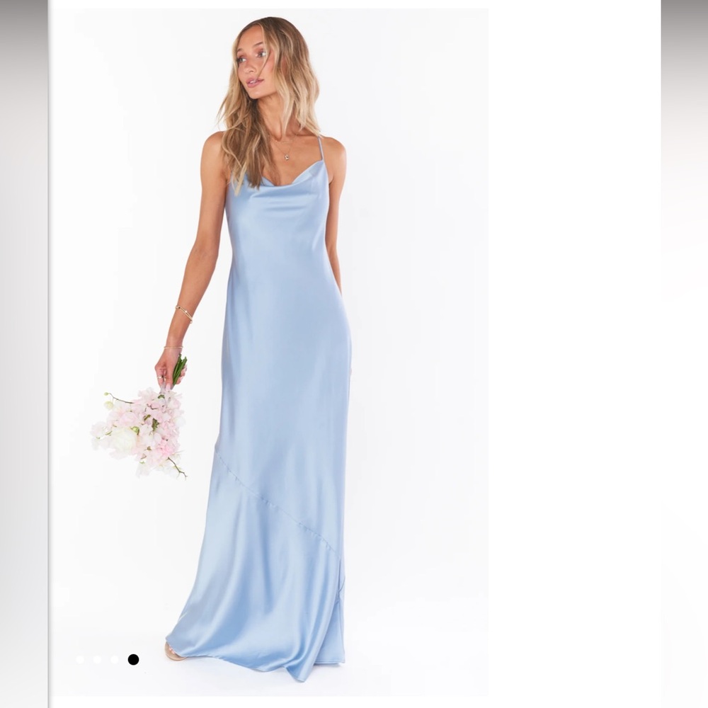 MUMU Tuscany Maxi Slip bridesmaid dress, steel blue xxs